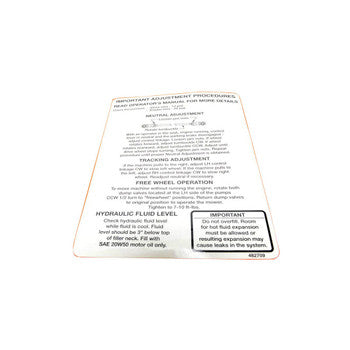 Scag 482709 - DECAL, SEAT SUPT