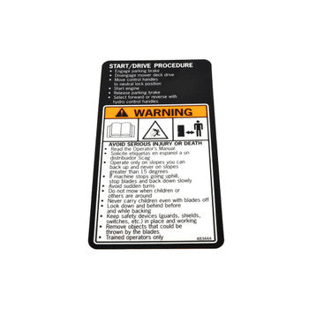 Scag 483444 - DECAL, FUEL TANK - START/DRIVE